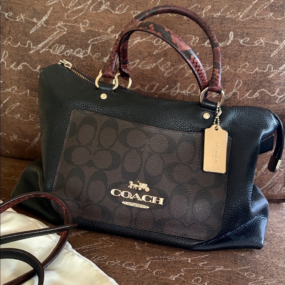 Black Brown Python Coach Bag - image 2